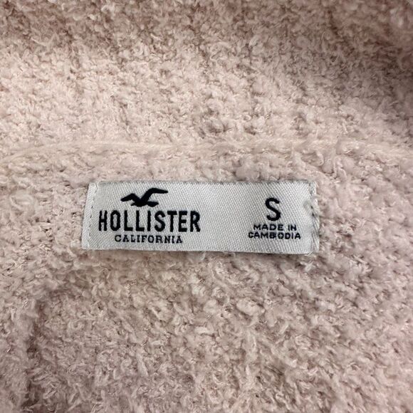Hollister California Women's Sweater Boucle Half Zip Cowl Neck Tan Cream Small - Picture 3 of 3